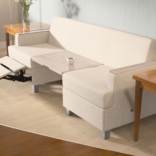 Sleep Too with metal feet and solid surface caps